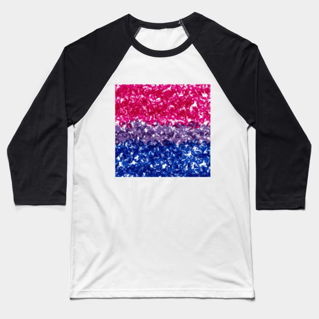 Bisexual Flag Swirl Painted Design Baseball T-Shirt by PurposelyDesigned